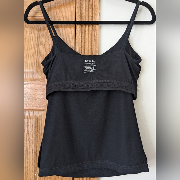OGL Cotton Blend V-Neck Brami Built-In Bra Cami Black Small - Picture 7 of 10